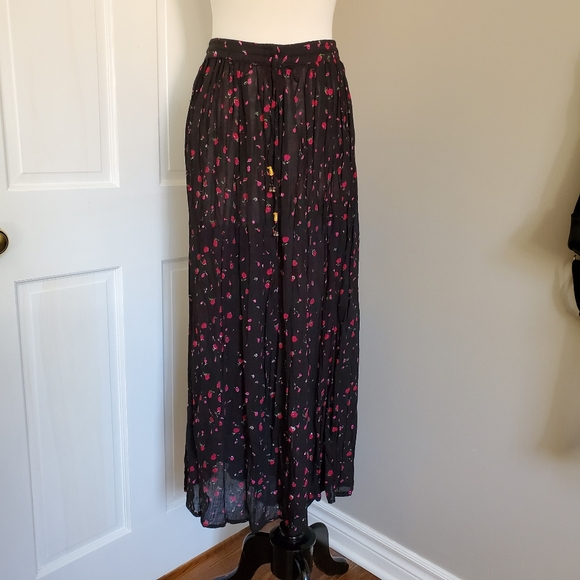 Vintage Dresses & Skirts - Vintage midi maxi Skirt floral print pleated sz XL